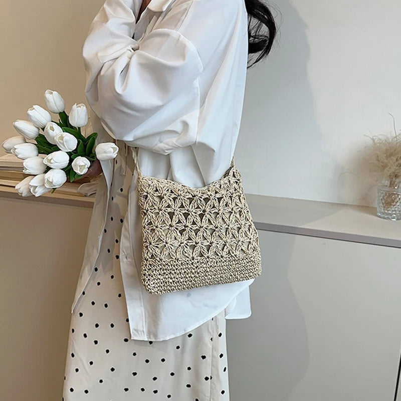 Schoudertas Dames - Gevlochten Zomertas met Open Weef | Shopper