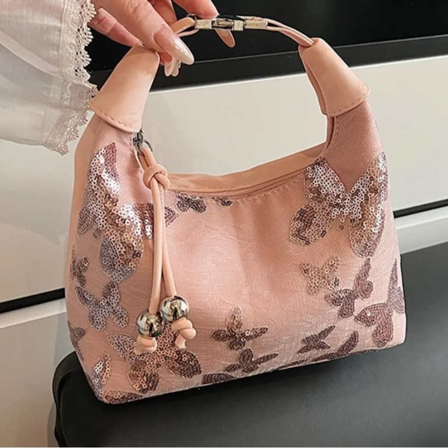 Tas Dames - Glinsterende Handtas met Vlinder Pailletten | Feestelijk