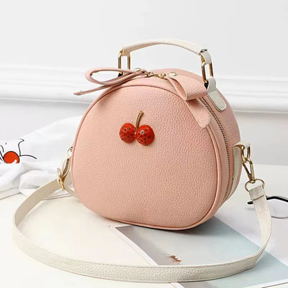 Crossbody Tas Dames - Ronde Mini Tas met Kers Detail | Casual