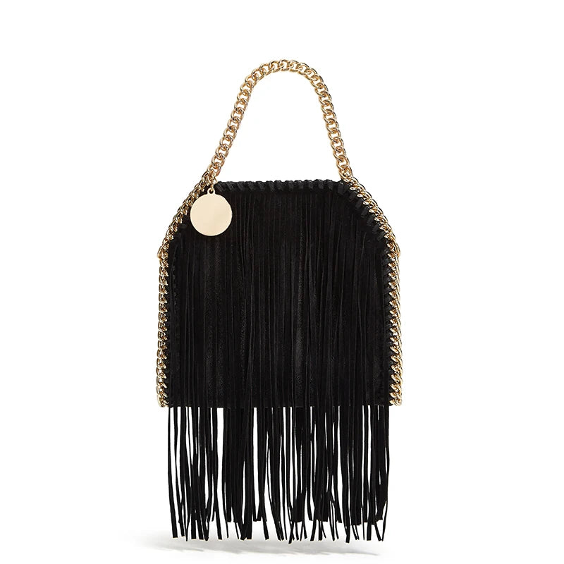 Tas Dames - Mini Handtas met Franjes en Gouden Ketting | Boho