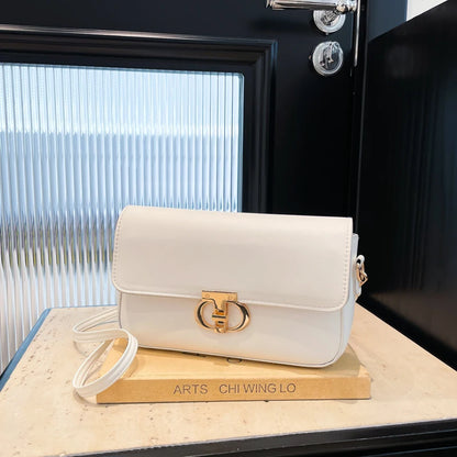 Tas Dames - Strakke Schoudertas met Gouden Draaisluiting | Klassiek