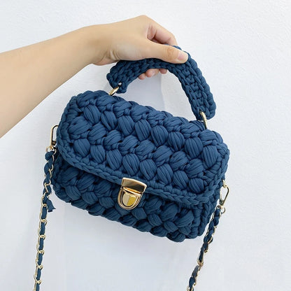 Tas Dames - Gevlochten Mini Handtas met Ketting | Chique