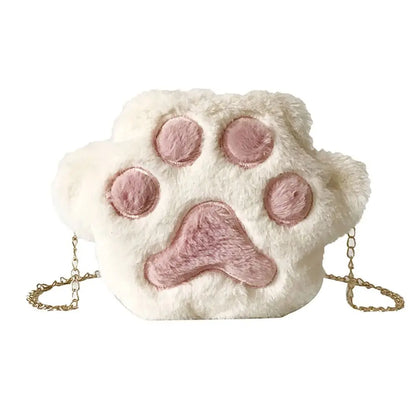Tas Dames - Pluche Kattenpoot Crossbody met Gouden Ketting | Casual