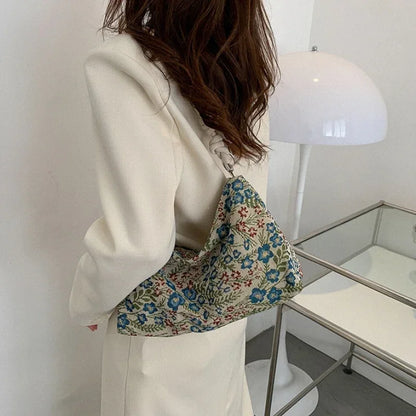 Schoudertas Dames - Gewatteerde Tas met Bloemenprint | Casual