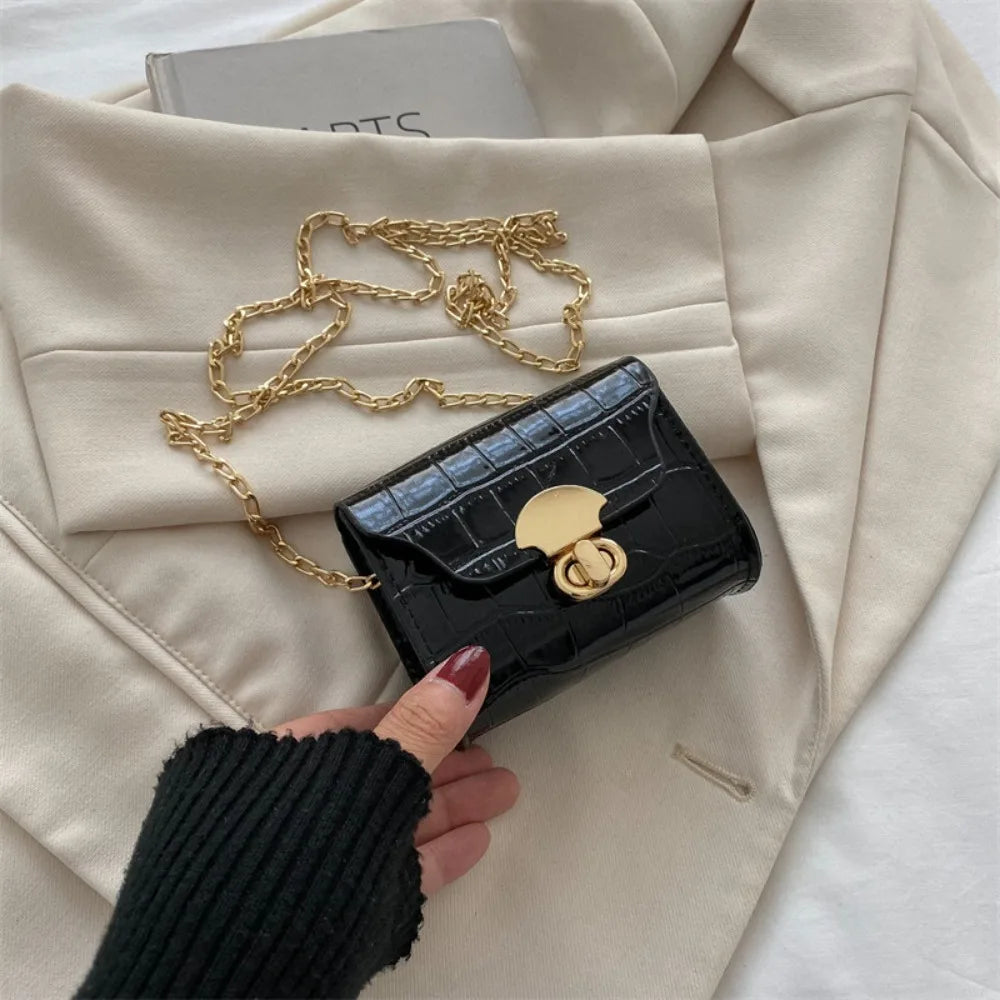 Mini Tas Dames - Crossbody met Krokodilprint en Ketting | Chique