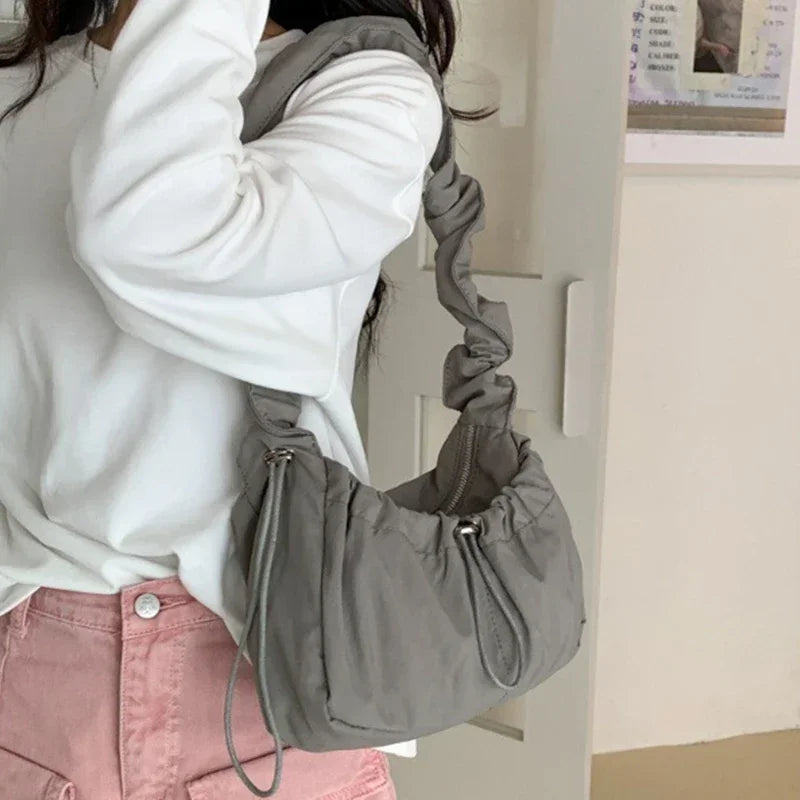 Schoudertas Dames - Gewatteerde Tas met Gerimpeld Detail | Casual