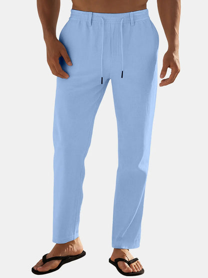 Sem - Casual Linnen Broek Heren met Elastische Tailleband en Trekkoord