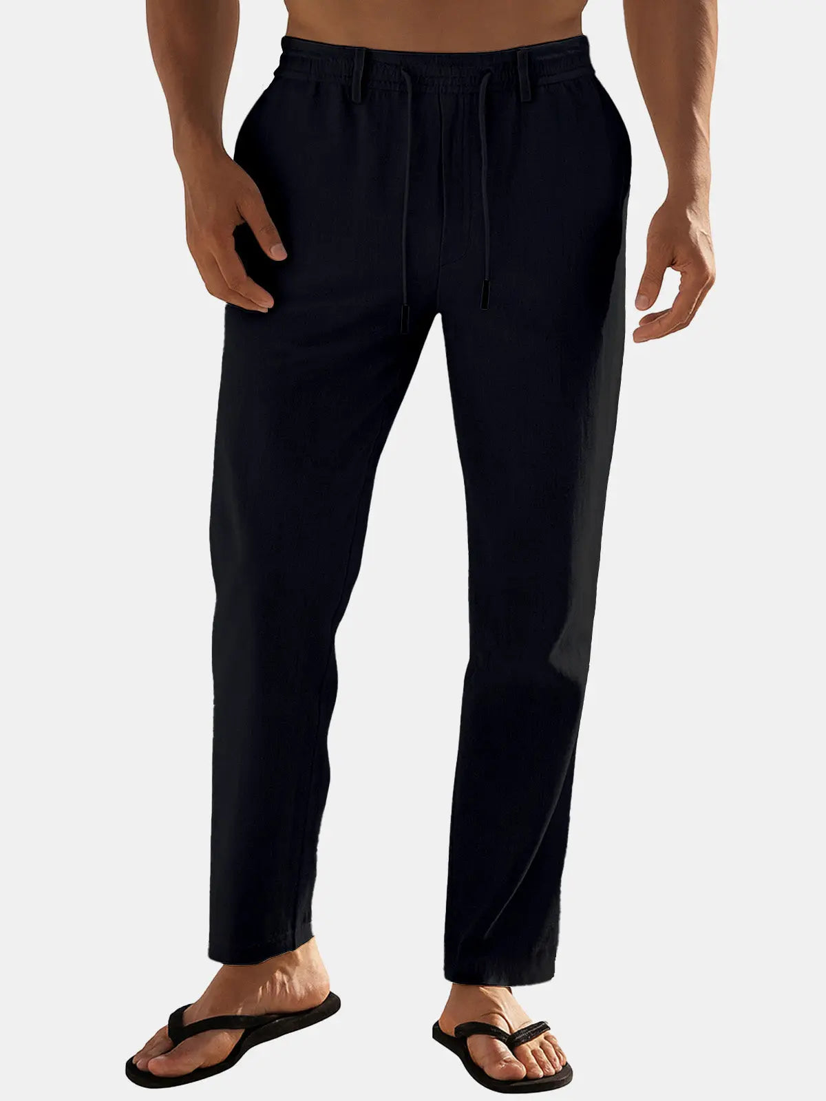 Sem - Casual Linnen Broek Heren met Elastische Tailleband en Trekkoord
