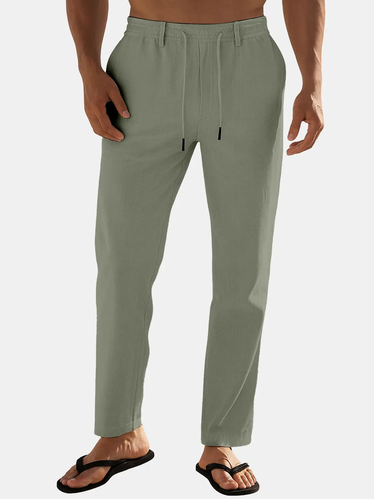 Sem - Casual Linnen Broek Heren met Elastische Tailleband en Trekkoord