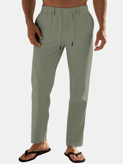 Sem - Casual Linnen Broek Heren met Elastische Tailleband en Trekkoord