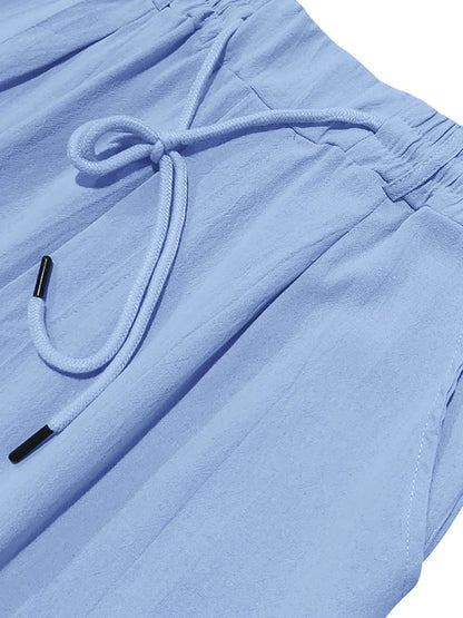 Sem - Casual Linnen Broek Heren met Elastische Tailleband en Trekkoord