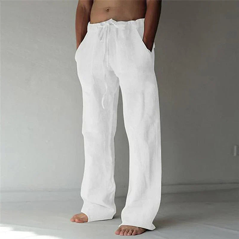 Sem - Casual Linnen Broek Heren met Elastische Tailleband en Zakken