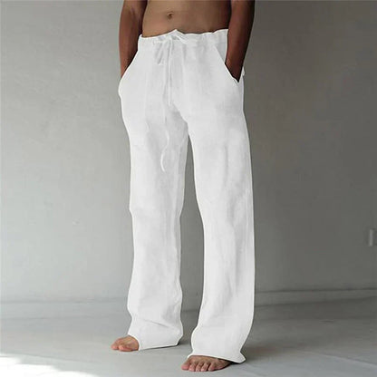 Sem - Casual Linnen Broek Heren met Elastische Tailleband en Zakken