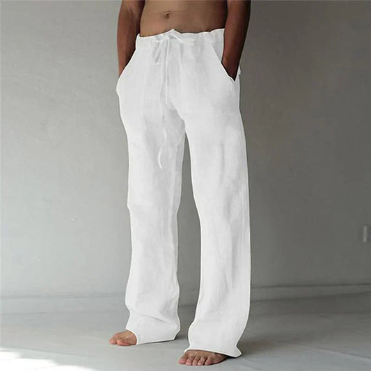 Sem - Casual Linnen Broek Heren met Elastische Tailleband en Zakken