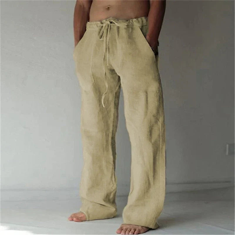 Sem - Casual Linnen Broek Heren met Elastische Tailleband en Zakken