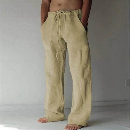 Sem - Casual Linnen Broek Heren met Elastische Tailleband en Zakken