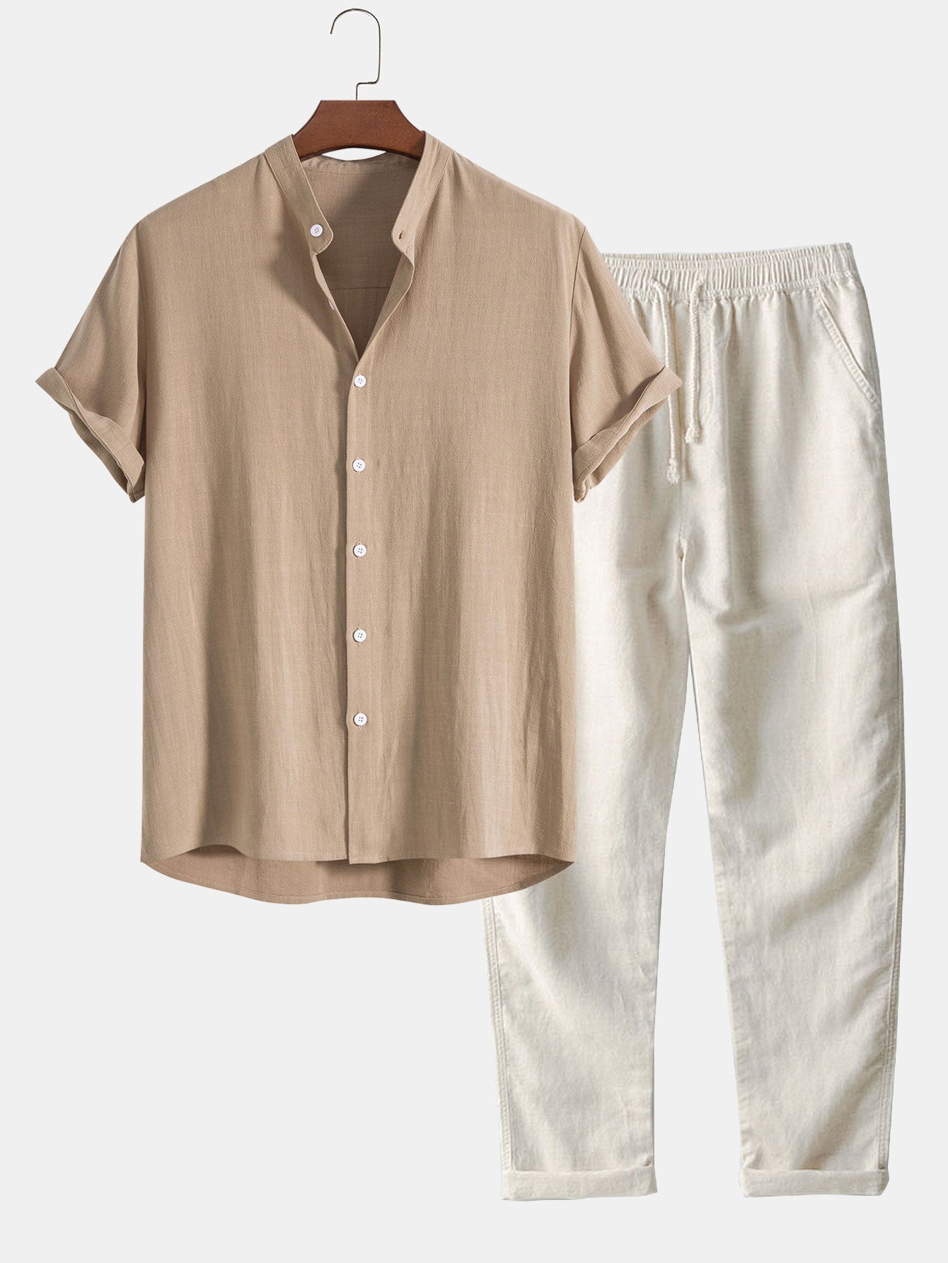 Sem - Casual Linnen Zomer Set Heren met Korte Mouw Overhemd en Broek