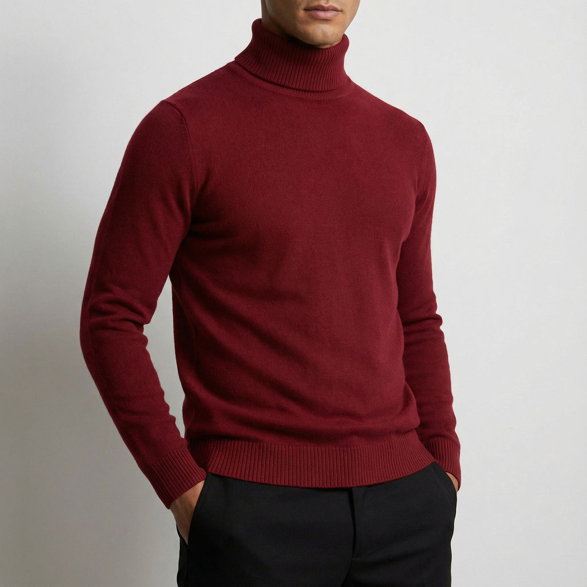 Sem - Heren Coltrui Casual Slim Fit met Lange Mouwen en Ribboorden