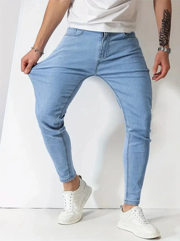Sem - Heren Jeans Slim Fit Stretch met Knoopsluiting en Vijf Zakken