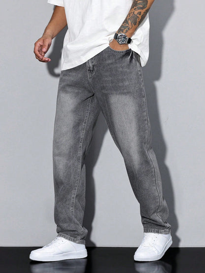 Sem - Heren Jeans Straight Leg met Casual Smart Stijl en Gewassen Look