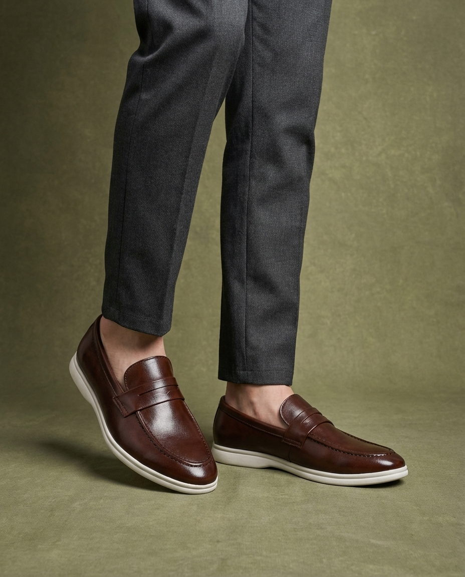 Sem - Heren Loafers Net voor de Winter met Penny Strap en Stevige Zool