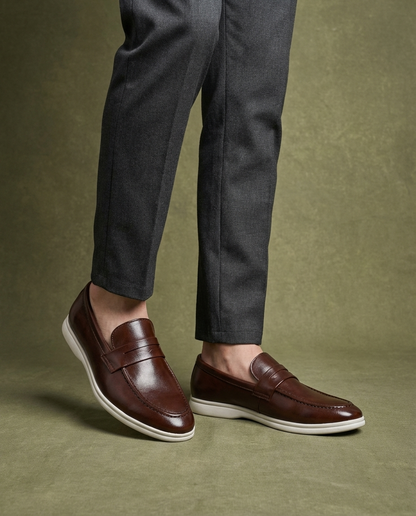 Sem - Heren Loafers Net voor de Winter met Penny Strap en Stevige Zool