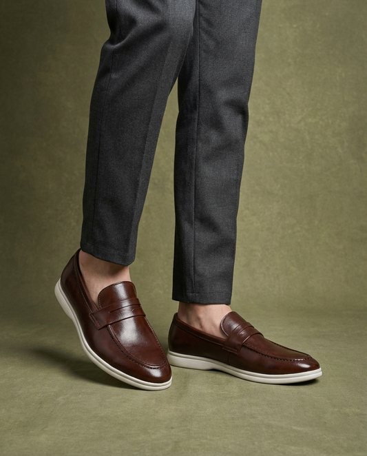 Sem - Heren Loafers Net voor de Winter met Penny Strap en Stevige Zool