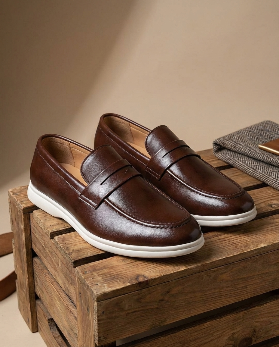 Sem - Heren Loafers Net voor de Winter met Penny Strap en Stevige Zool