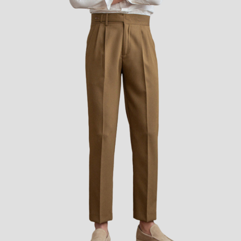 Sem - Heren Pantalon Casual Smart met Hoge Taille en Nette Persplooi