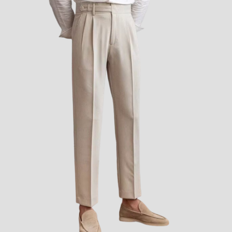 Sem - Heren Pantalon Casual Smart met Hoge Taille en Nette Persplooi