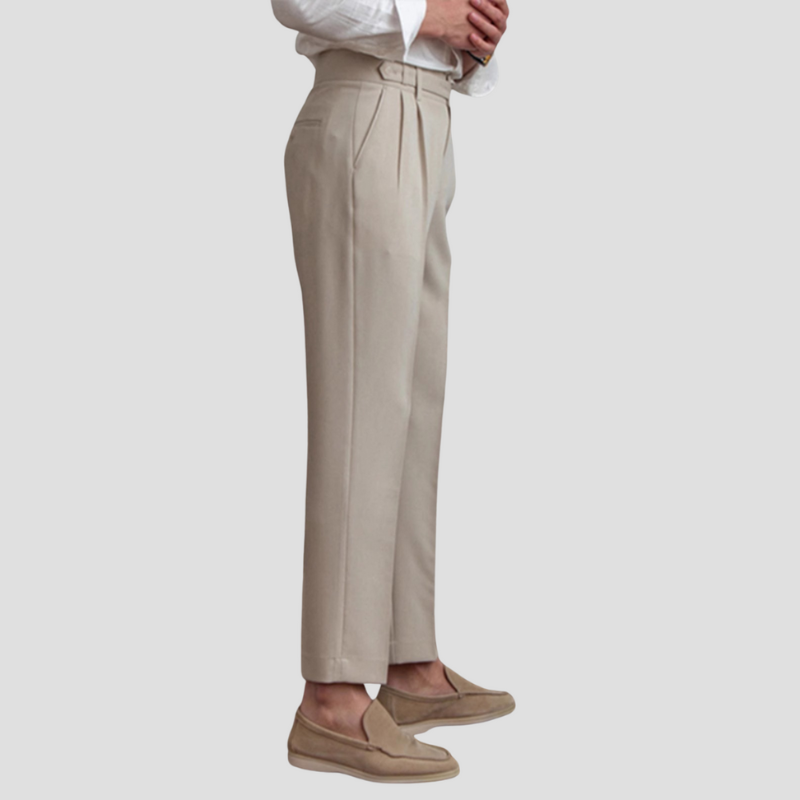 Sem - Heren Pantalon Casual Smart met Hoge Taille en Nette Persplooi