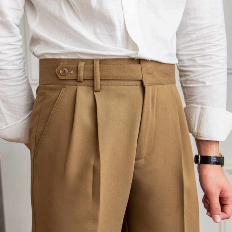 Sem - Heren Pantalon Casual Smart met Hoge Taille en Nette Persplooi