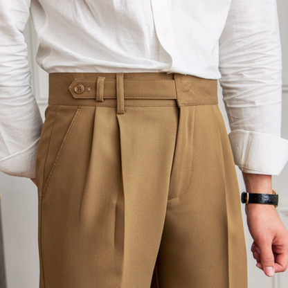 Sem - Heren Pantalon Casual Smart met Hoge Taille en Nette Persplooi