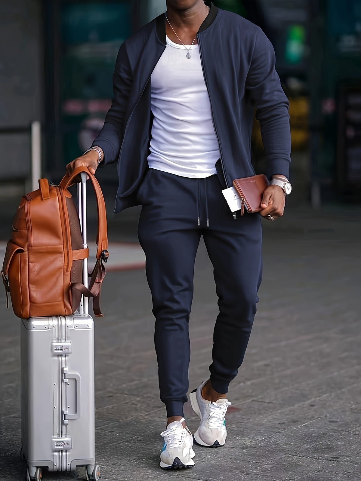 Sem - Heren Trainingspak Casual met Ritsvest en Slim Fit Joggingbroek