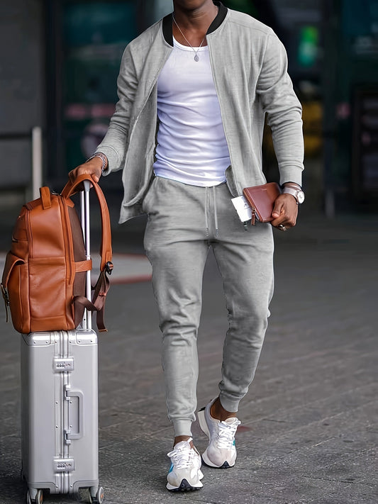 Sem - Heren Trainingspak Casual met Ritsvest en Slim Fit Joggingbroek