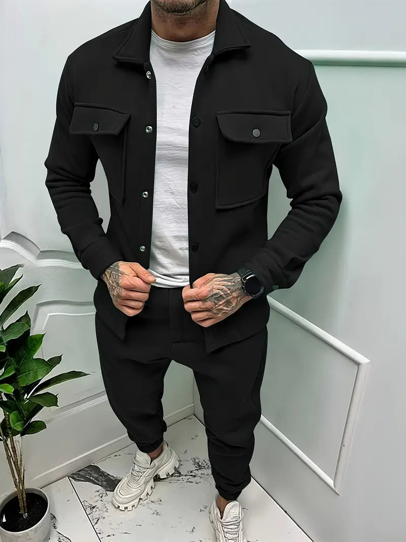 Sem - Heren Trainingspak Matching Set met Overshirt en Borstzakken