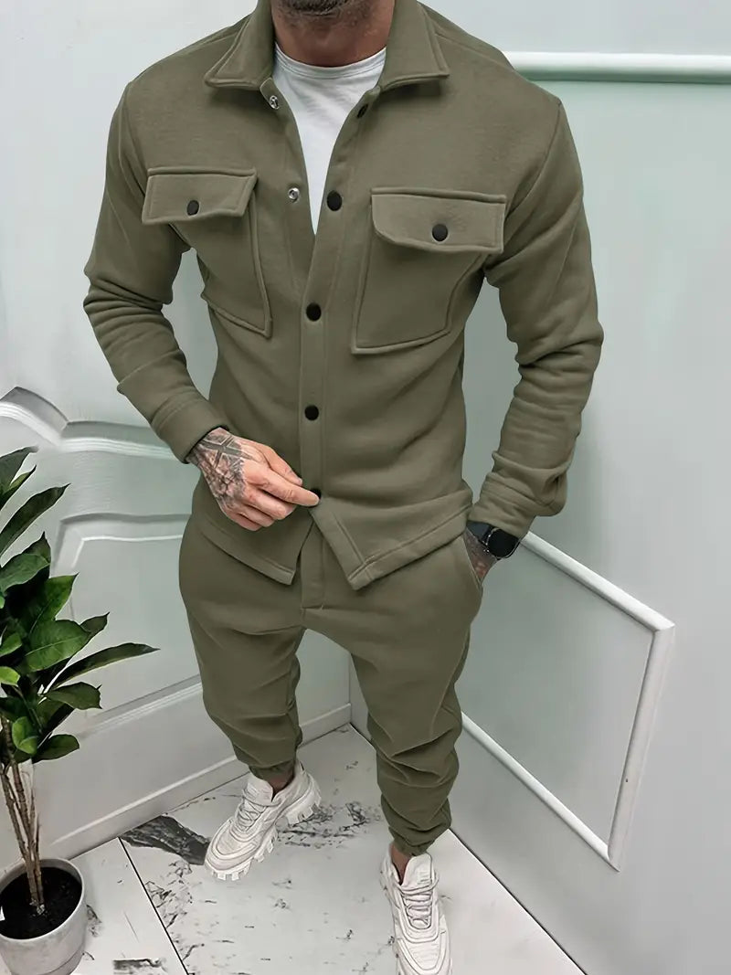 Sem - Heren Trainingspak Matching Set met Overshirt en Borstzakken