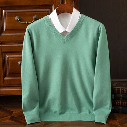 Sem - Heren Trui Cashmere Stijl met V-hals en Ribboord aan de Zoom