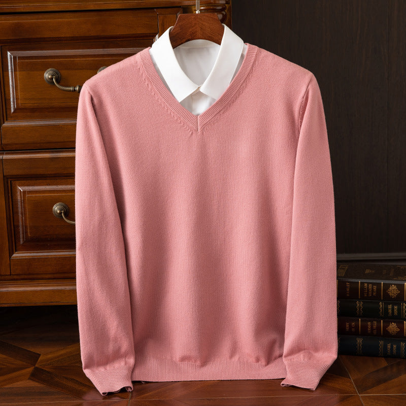 Sem - Heren Trui Cashmere Stijl met V-hals en Ribboord aan de Zoom