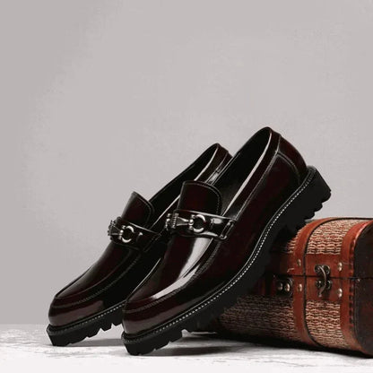 Lucas - Heren Instappers Leer Stijl Comfort met Metalen Kettingdetail