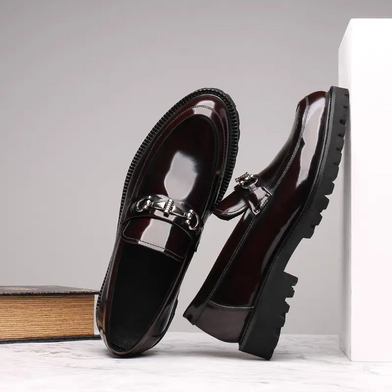 Lucas - Heren Instappers Leer Stijl Comfort met Metalen Kettingdetail