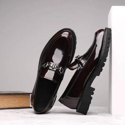 Lucas - Heren Instappers Leer Stijl Comfort met Metalen Kettingdetail