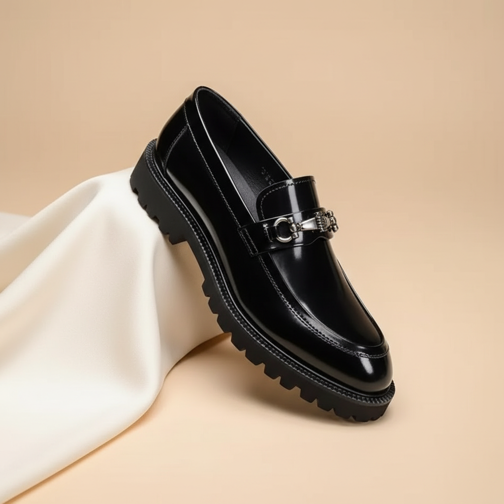 Lucas - Heren Instappers Leer Stijl Comfort met Metalen Kettingdetail