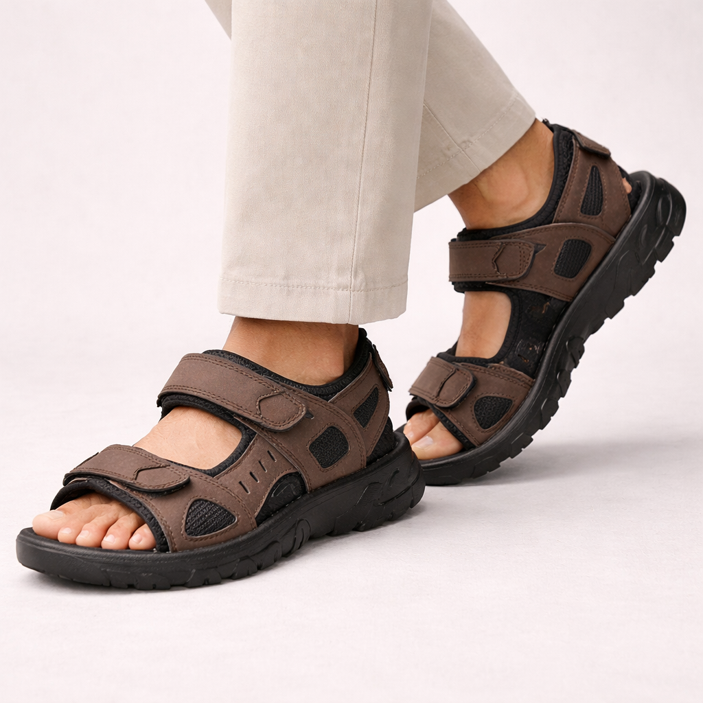 Sem - Stoere Orthopedische Sandalen Heren met Verstelbare Klittenbandsluiting en Ondersteunende Zool