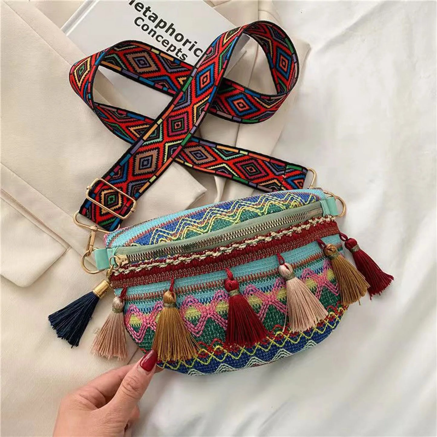 Tas Dames - Heuptas met Kwastjes en Brede Riem | Bohemian