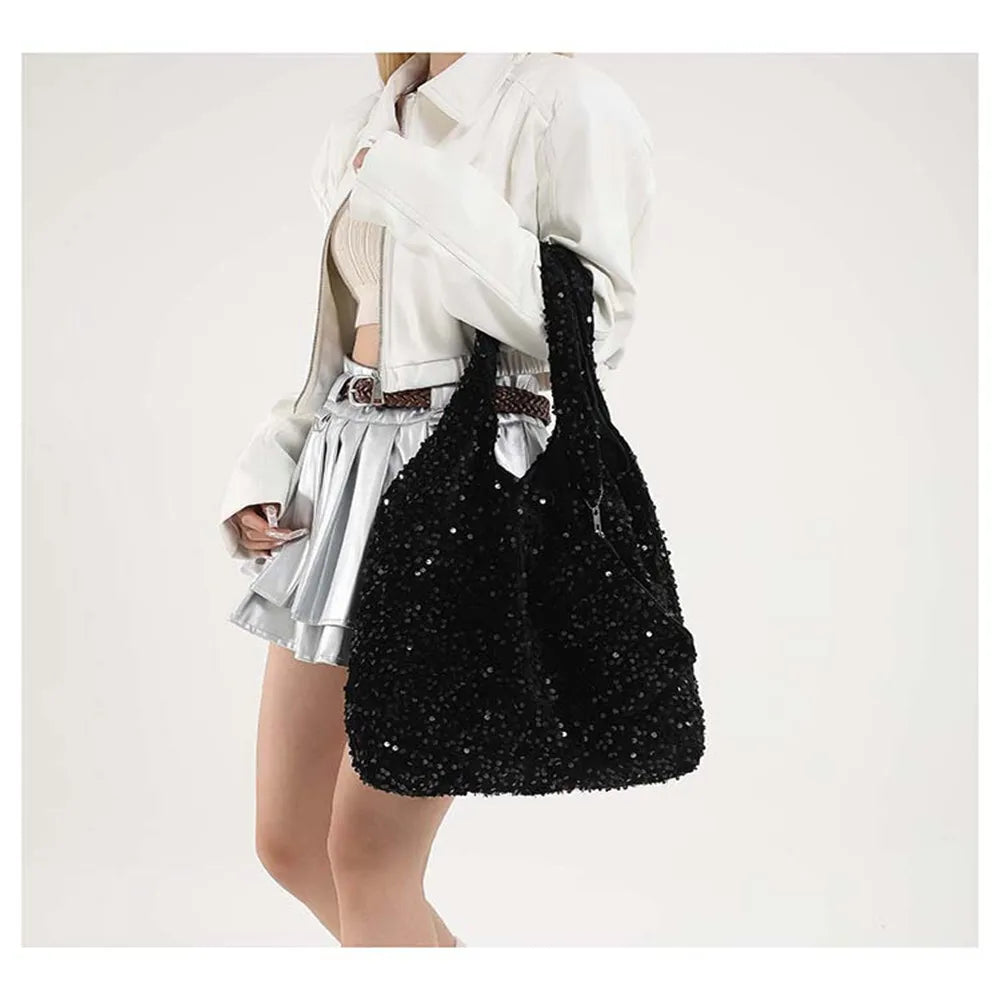 Tas Dames - Grote Pailletten Shopper met Enkele Band | Glamour