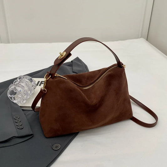 Schoudertas Dames - Zachte Hobbo Bag met Gouden Rits | Chique