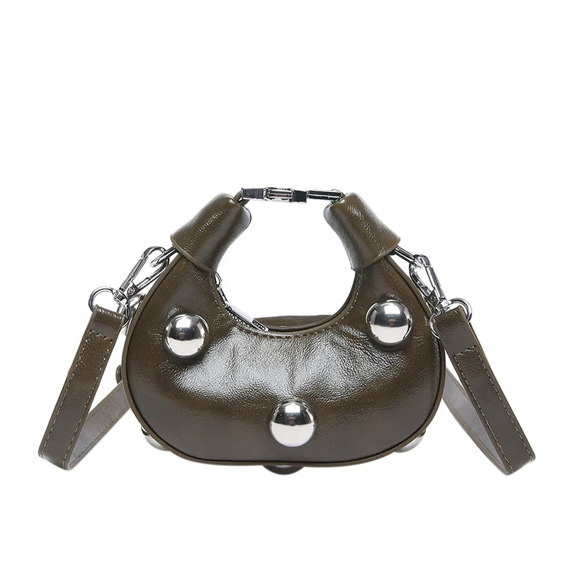 Tas Dames - Mini Crossbody met Zilveren Bolstuds en Ring | Stoer
