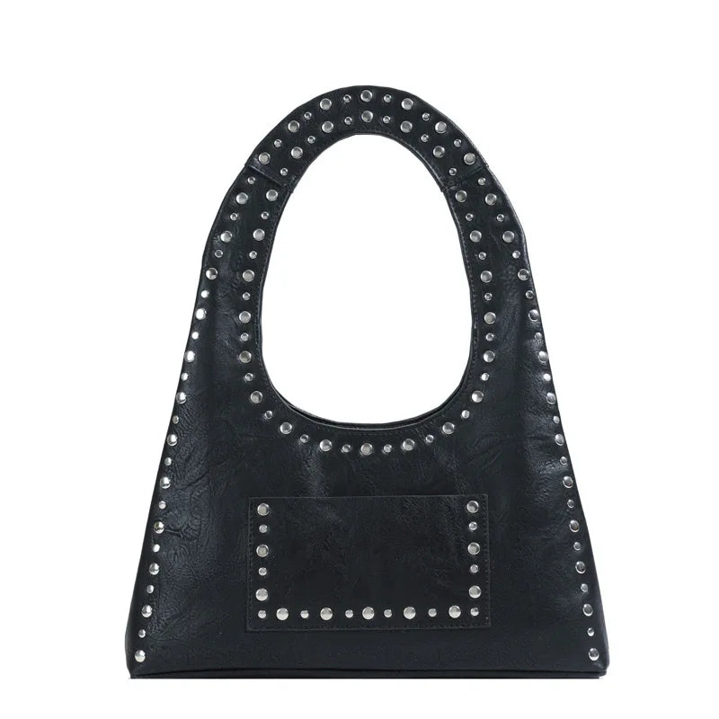 Tas Dames - Schoudertas met Studs en Halfmaan Silhouet | Casual