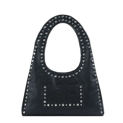 Tas Dames - Schoudertas met Studs en Halfmaan Silhouet | Casual